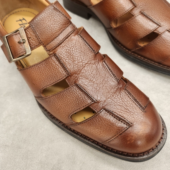 Flag Sandals Men\'s 9 Brown Cigar Leather Monroe Fisherman Casual Chic New $170 main image 12